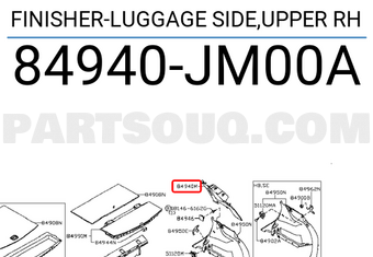 Nissan 84940JM00A FINISHER-LUGGAGE SIDE,UPPER RH