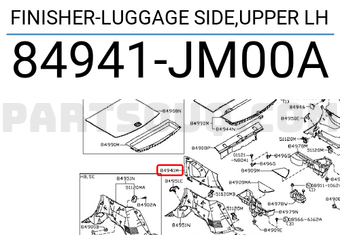 Nissan 84941JM00A FINISHER-LUGGAGE SIDE,UPPER LH