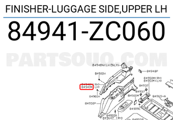 Nissan 84941ZC060 FINISHER-LUGGAGE SIDE,UPPER LH