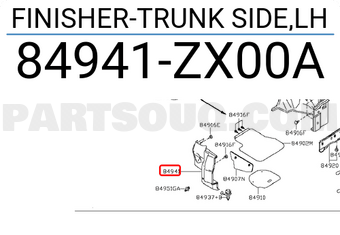 Nissan 84941ZX00A FINISHER-TRUNK SIDE,LH