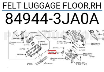 Nissan 849443JA0A FELT LUGGAGE FLOOR,RH
