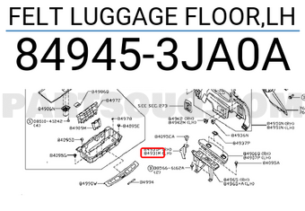 Nissan 849453JA0A FELT LUGGAGE FLOOR,LH