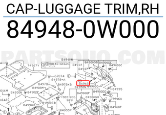 Nissan 849480W000 CAP-LUGGAGE TRIM,RH