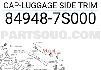 Nissan 849487S000 CAP-LUGGAGE SIDE TRIM