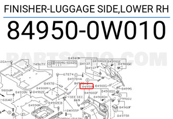 Nissan 849500W010 FINISHER-LUGGAGE SIDE,LOWER RH