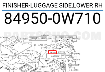 Nissan 849500W710 FINISHER-LUGGAGE SIDE,LOWER RH