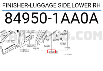 Nissan 849501AA0A FINISHER-LUGGAGE SIDE,LOWER RH