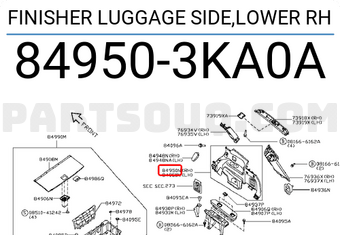 Nissan 849503KA0A FINISHER LUGGAGE SIDE,LOWER RH