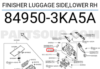Nissan 849503KA5A FINISHER LUGGAGE SIDE,LOWER RH