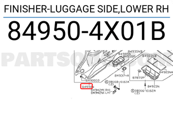 Nissan 849504X01B FINISHER-LUGGAGE SIDE,LOWER RH