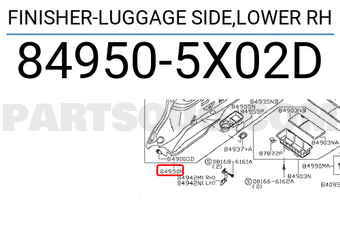 Nissan 849505X02D FINISHER-LUGGAGE SIDE,LOWER RH