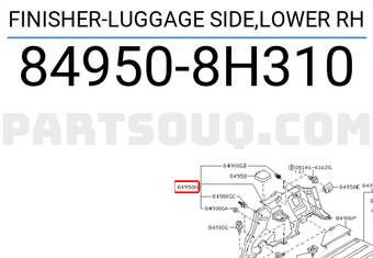 Nissan 849508H310 FINISHER-LUGGAGE SIDE,LOWER RH