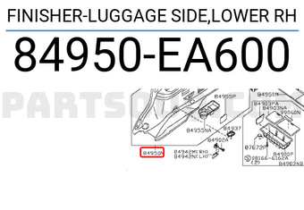 Nissan 84950EA600 FINISHER-LUGGAGE SIDE,LOWER RH