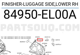 Nissan 84950EL00A FINISHER-LUGGAGE SIDE,LOWER RH