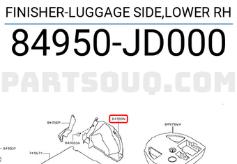 Nissan 84950JD000 FINISHER-LUGGAGE SIDE,LOWER RH