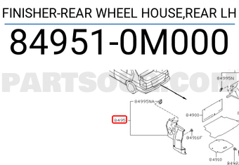 Nissan 849510M000 FINISHER-REAR WHEEL HOUSE,REAR LH