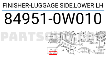 Nissan 849510W010 FINISHER-LUGGAGE SIDE,LOWER LH