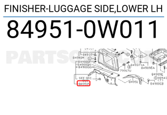 Nissan 849510W011 FINISHER-LUGGAGE SIDE,LOWER LH