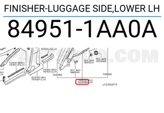 Nissan 849511AA0A FINISHER-LUGGAGE SIDE,LOWER LH