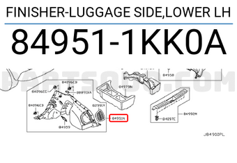 Nissan 849511KK0A FINISHER-LUGGAGE SIDE,LOWER LH