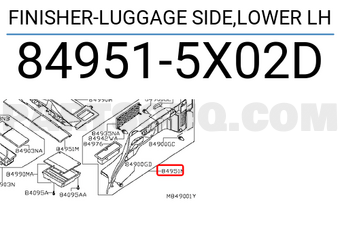 Nissan 849515X02D FINISHER-LUGGAGE SIDE,LOWER LH