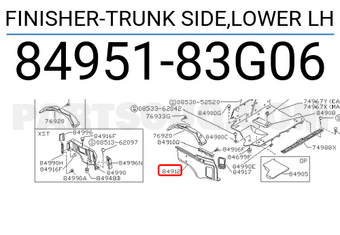 Nissan 8495183G06 FINISHER-TRUNK SIDE,LOWER LH