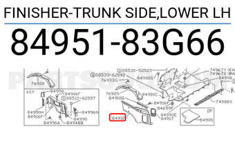 Nissan 8495183G66 FINISHER-TRUNK SIDE,LOWER LH