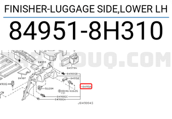 Nissan 849518H310 FINISHER-LUGGAGE SIDE,LOWER LH