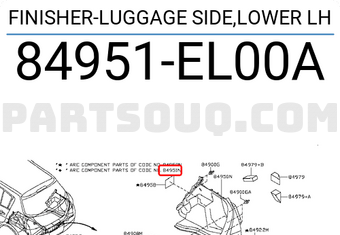 Nissan 84951EL00A FINISHER-LUGGAGE SIDE,LOWER LH