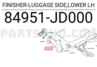 Nissan 84951JD000 FINISHER-LUGGAGE SIDE,LOWER LH