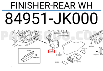 Nissan 84951JK000 FINISHER-REAR WH