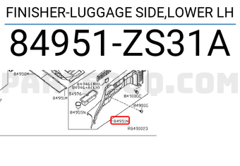 Nissan 84951ZS31A FINISHER-LUGGAGE SIDE,LOWER LH