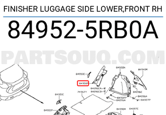Nissan 849525RB0A FINISHER LUGGAGE SIDE LOWER,FRONT RH