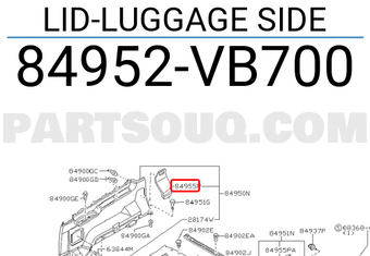 Nissan 84952VB700 LID-LUGGAGE SIDE