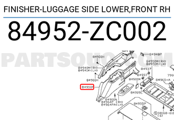 Nissan 84952ZC002 FINISHER-LUGGAGE SIDE LOWER,FRONT RH