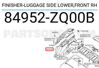 Nissan 84952ZQ00B FINISHER-LUGGAGE SIDE LOWER,FRONT RH