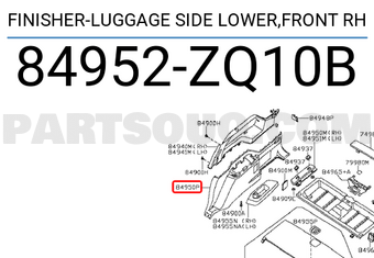 Nissan 84952ZQ10B FINISHER-LUGGAGE SIDE LOWER,FRONT RH