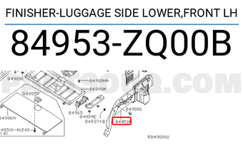 Nissan 84953ZQ00B FINISHER-LUGGAGE SIDE LOWER,FRONT LH