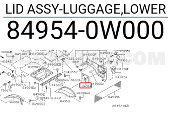 Nissan 849540W000 LID ASSY-LUGGAGE,LOWER