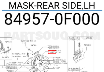 Nissan 849570F000 MASK-REAR SIDE,LH