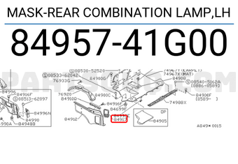 Nissan 8495741G00 MASK-REAR COMBINATION LAMP,LH