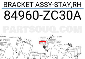 Nissan 84960ZC30A BRACKET ASSY-STAY,RH