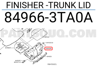 Nissan 849663TA0A FINISHER -TRUNK LID