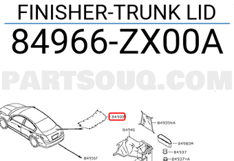 Nissan 84966ZX00A FINISHER-TRUNK LID