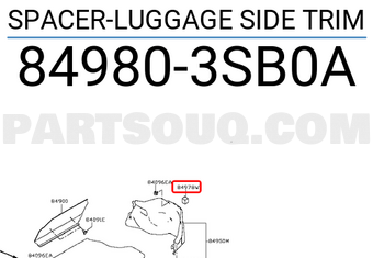 Nissan 849803SB0A SPACER-LUGGAGE SIDE TRIM
