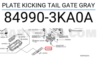 Nissan 849903KA0A PLATE KICKING TAIL GATE GRAY