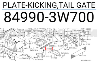 Nissan 849903W700 PLATE-KICKING,TAIL GATE