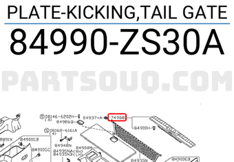 Nissan 84990ZS30A PLATE-KICKING,TAIL GATE