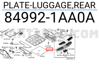 Nissan 849921AA0A PLATE-LUGGAGE,REAR