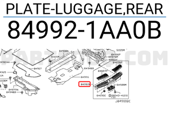 Nissan 849921AA0B PLATE-LUGGAGE,REAR